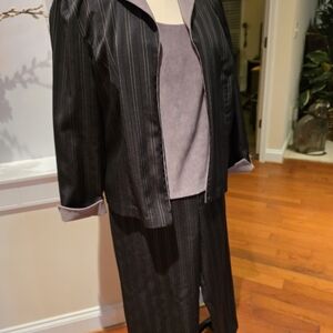 Women's Black Pinstripe Pantsuit